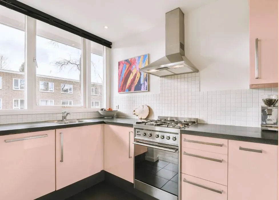 Benjamin Moore Pink Harmony kitchen cabinets