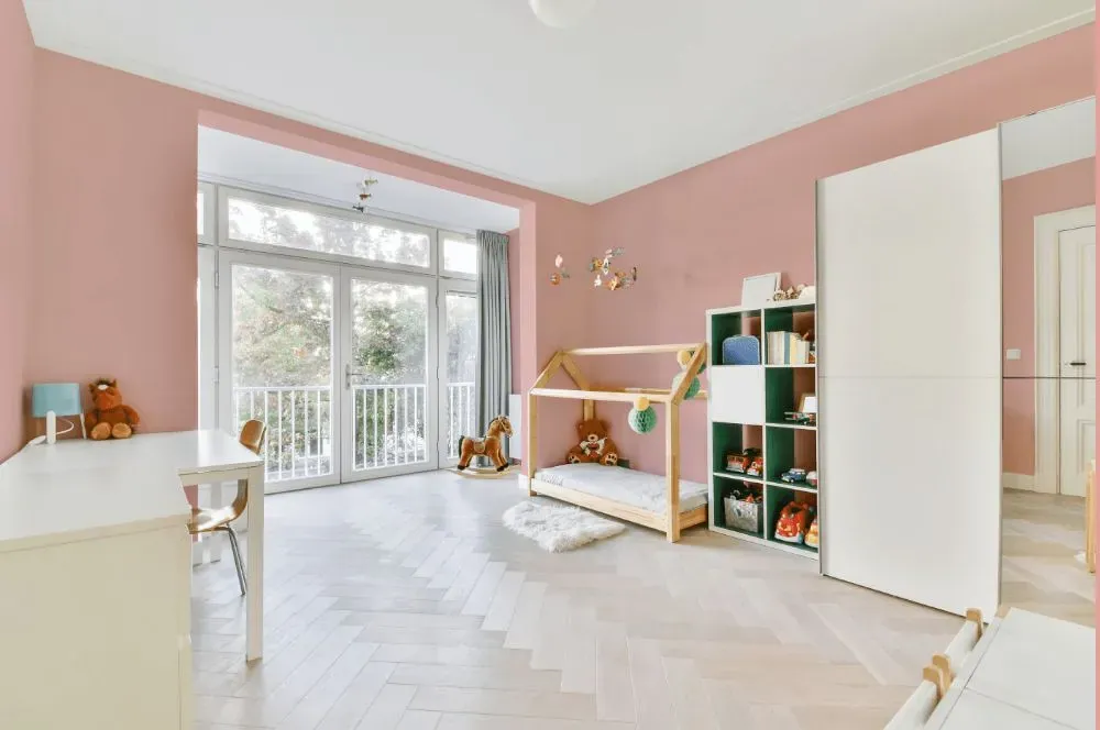 Benjamin Moore Pink Hibiscus kidsroom interior, children's room