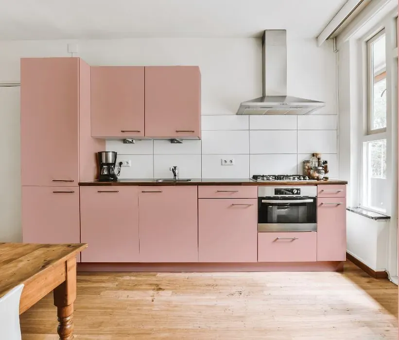 Benjamin Moore Pink Hibiscus kitchen cabinets