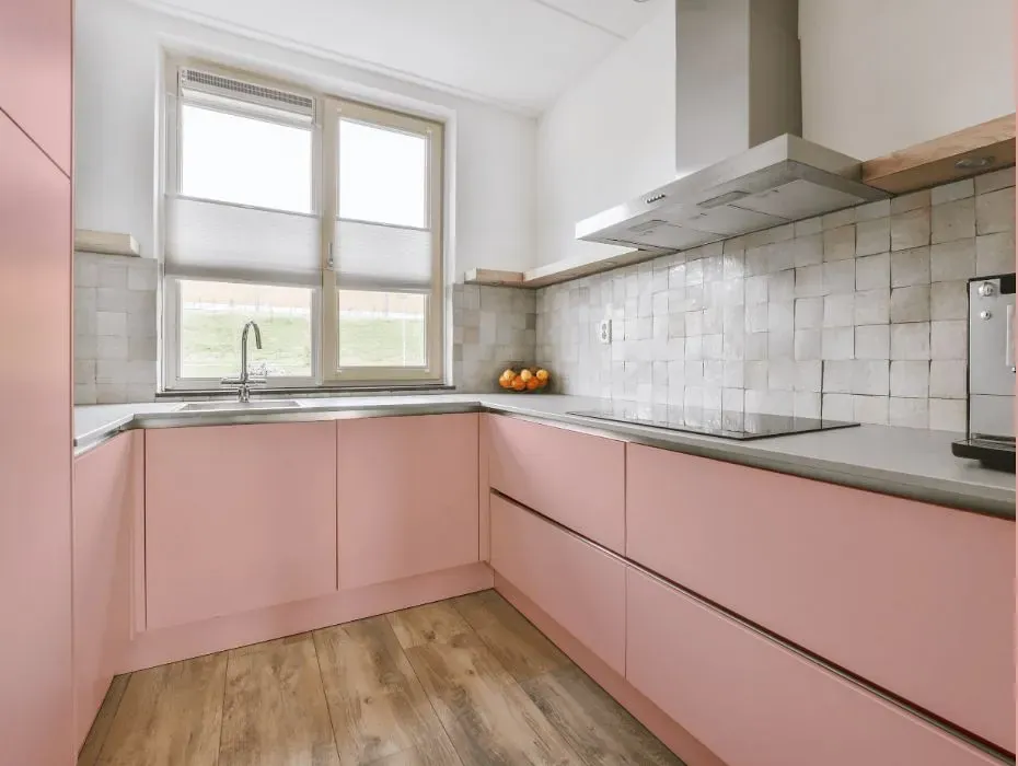 Benjamin Moore Pink Hibiscus small kitchen cabinets