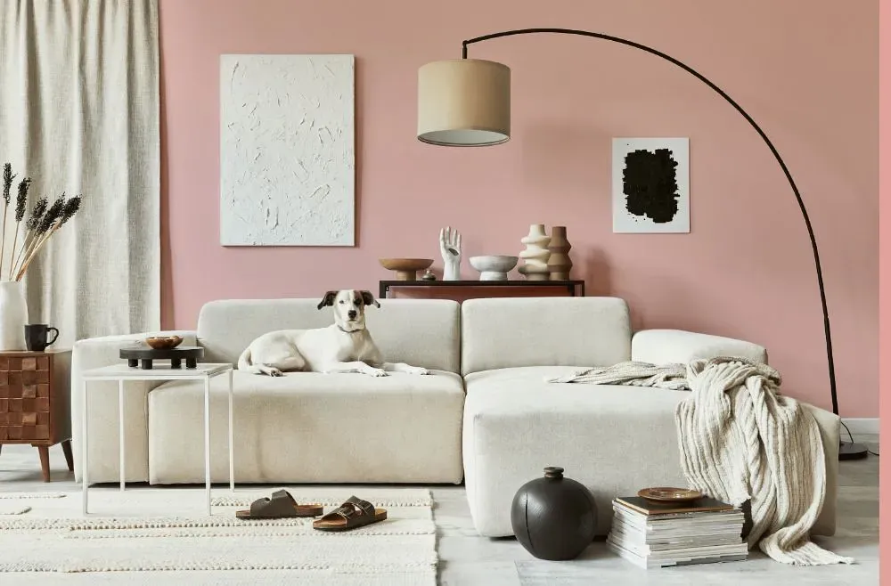 Benjamin Moore Pink Hibiscus cozy living room
