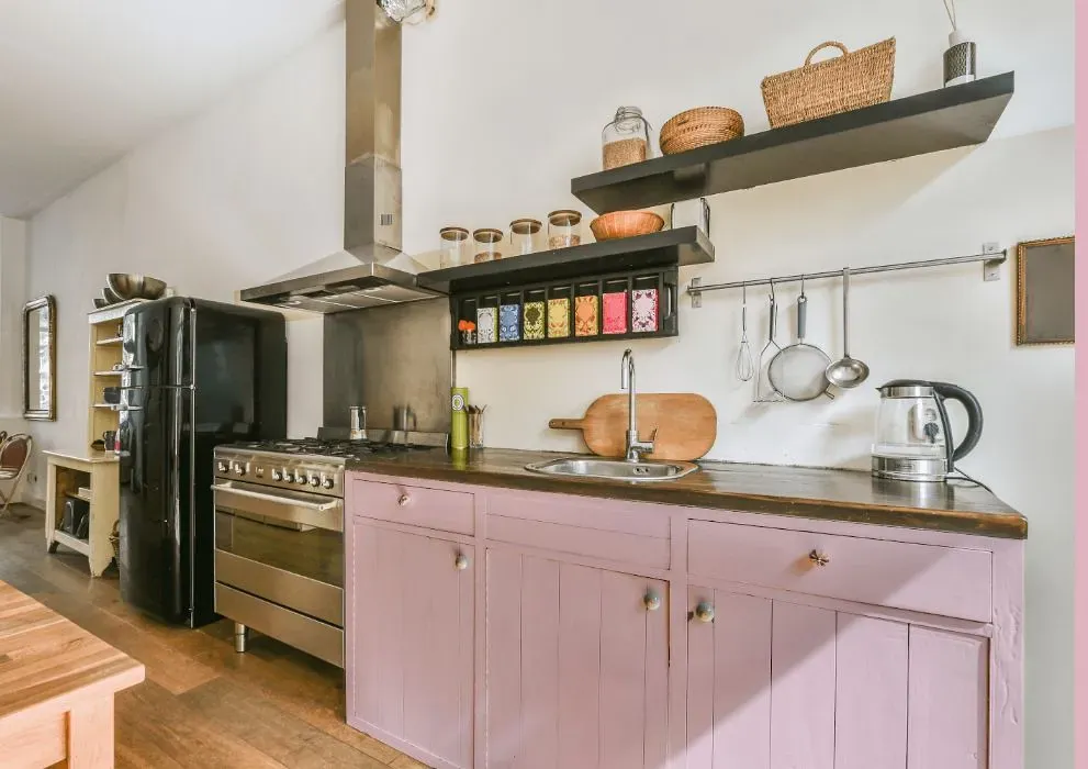 Benjamin Moore Pink Innocence kitchen cabinets