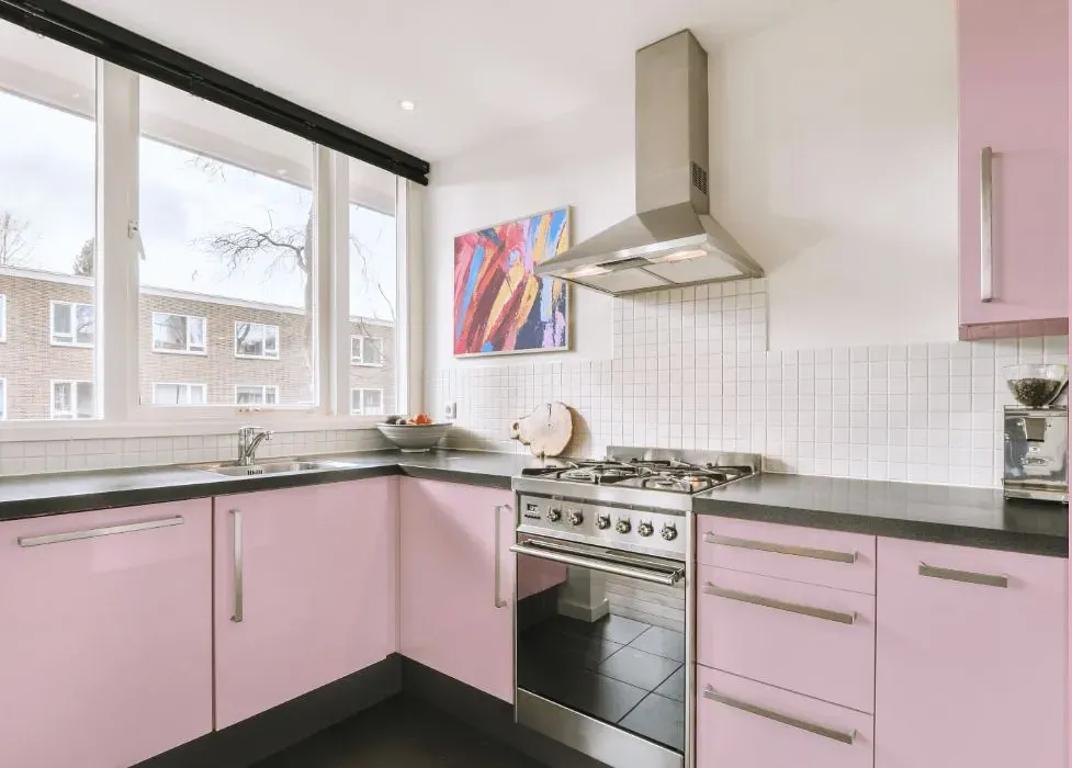 Benjamin Moore Pink Innocence kitchen cabinets