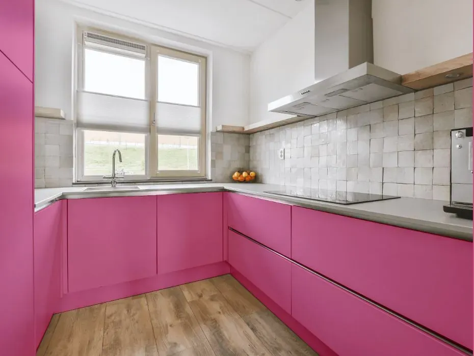 Benjamin Moore Pink Ladies small kitchen cabinets