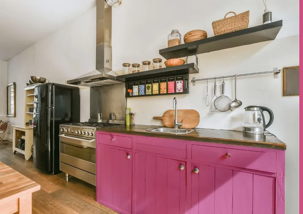 Benjamin Moore Pink Ladies kitchen cabinets