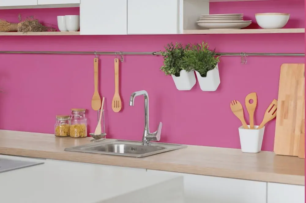 Benjamin Moore Pink Ladies kitchen backsplash