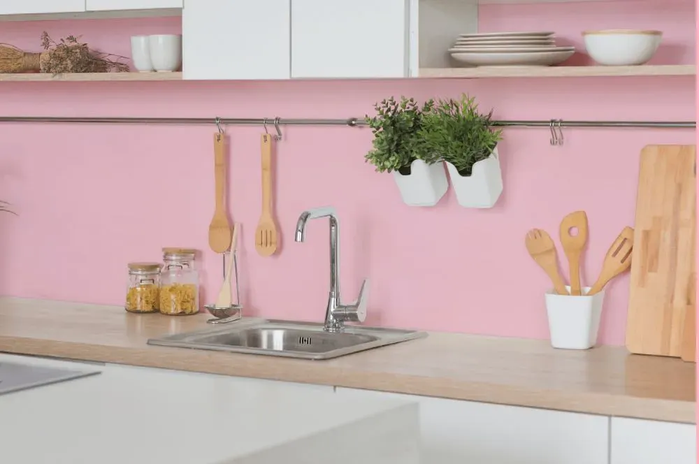Benjamin Moore Pink Parfait kitchen backsplash