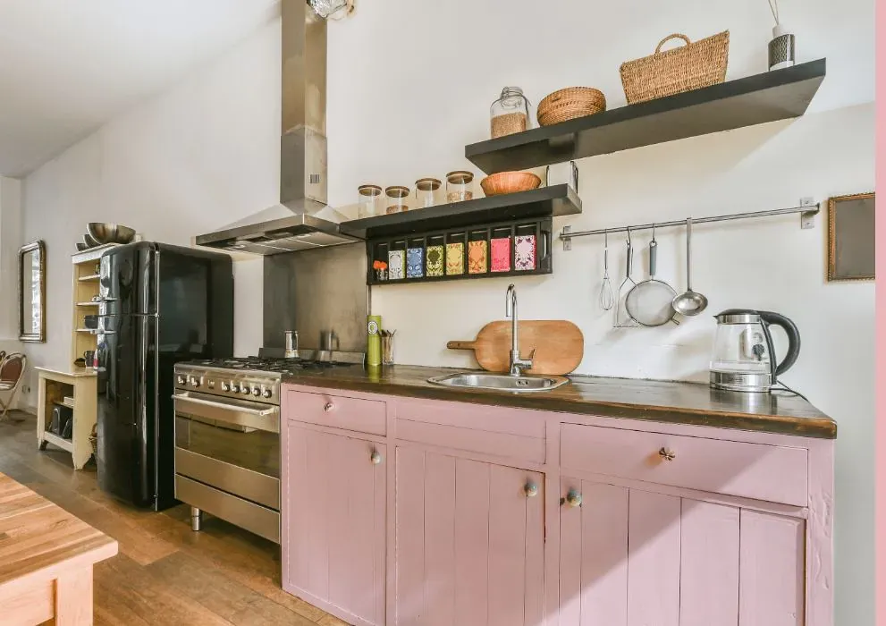 Benjamin Moore Pink Pearl kitchen cabinets