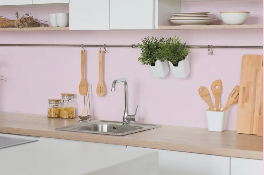 Benjamin Moore Pink Peony kitchen backsplash