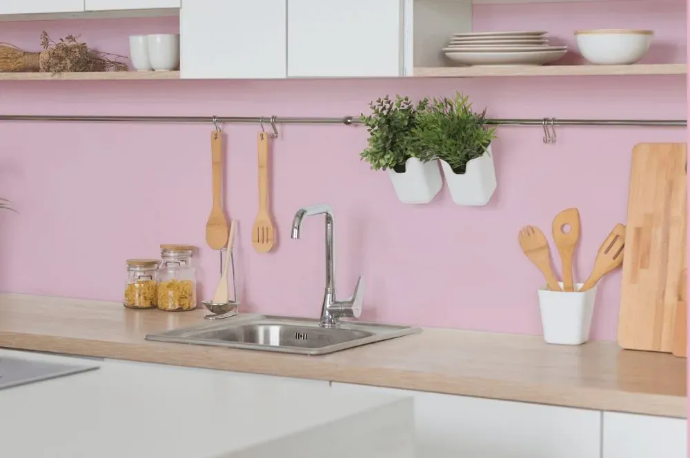 Benjamin Moore Pink Petals kitchen backsplash