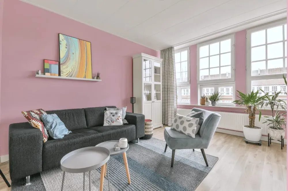 Benjamin Moore Pink Petals living room walls