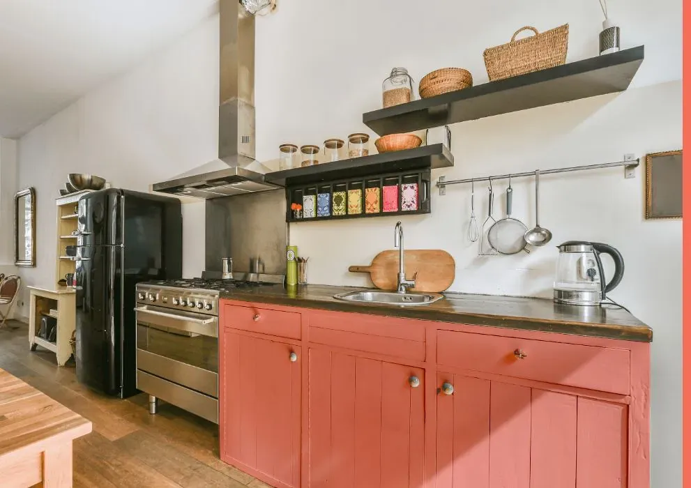 Benjamin Moore Pink Polka Dot kitchen cabinets