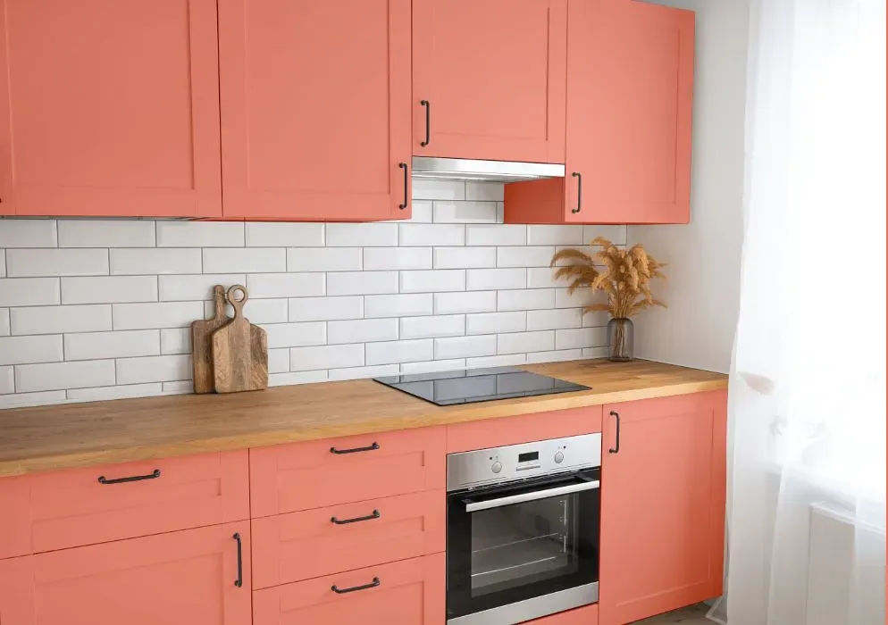 Benjamin Moore Pink Polka Dot kitchen cabinets