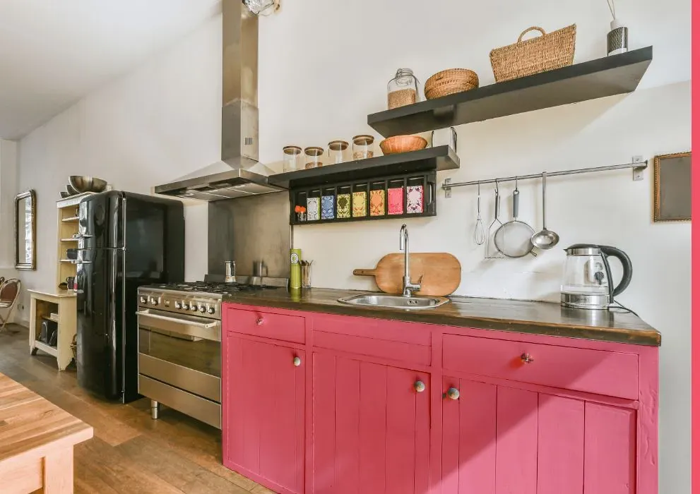 Benjamin Moore Pink Popsicle kitchen cabinets