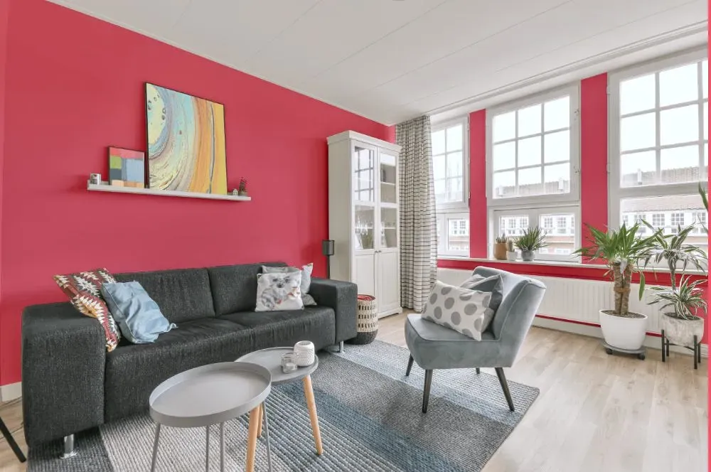 Benjamin Moore Pink Popsicle living room walls