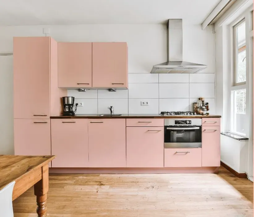 Benjamin Moore Pink Powderpuff kitchen cabinets