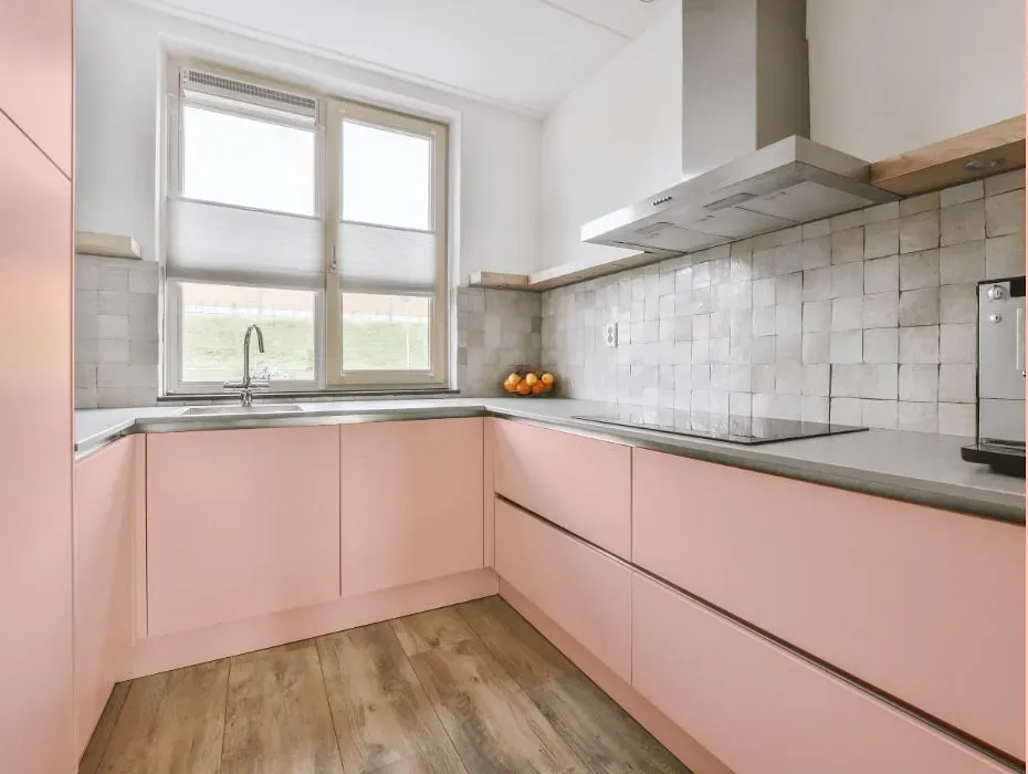 Benjamin Moore Pink Powderpuff small kitchen cabinets