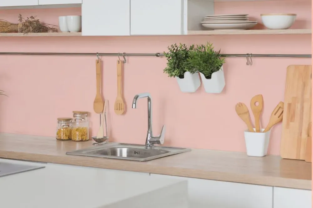 Benjamin Moore Pink Powderpuff kitchen backsplash