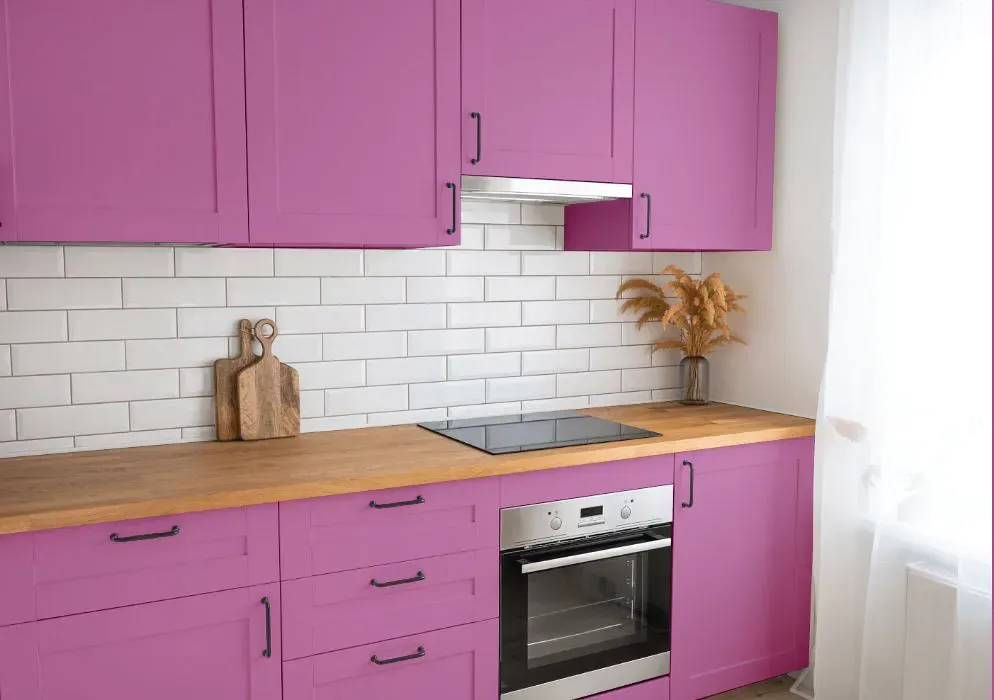 Benjamin Moore Pink Raspberry kitchen cabinets