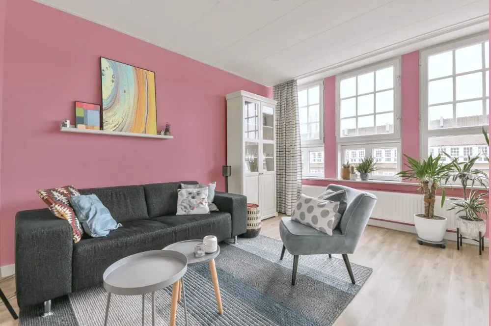 Benjamin Moore Pink Ruffle living room walls