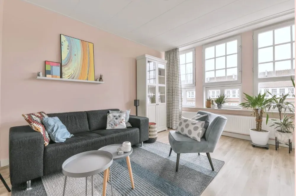 Benjamin Moore Pink Swirl living room walls