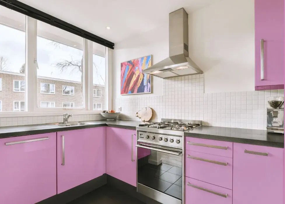 Benjamin Moore Pink Taffy kitchen cabinets