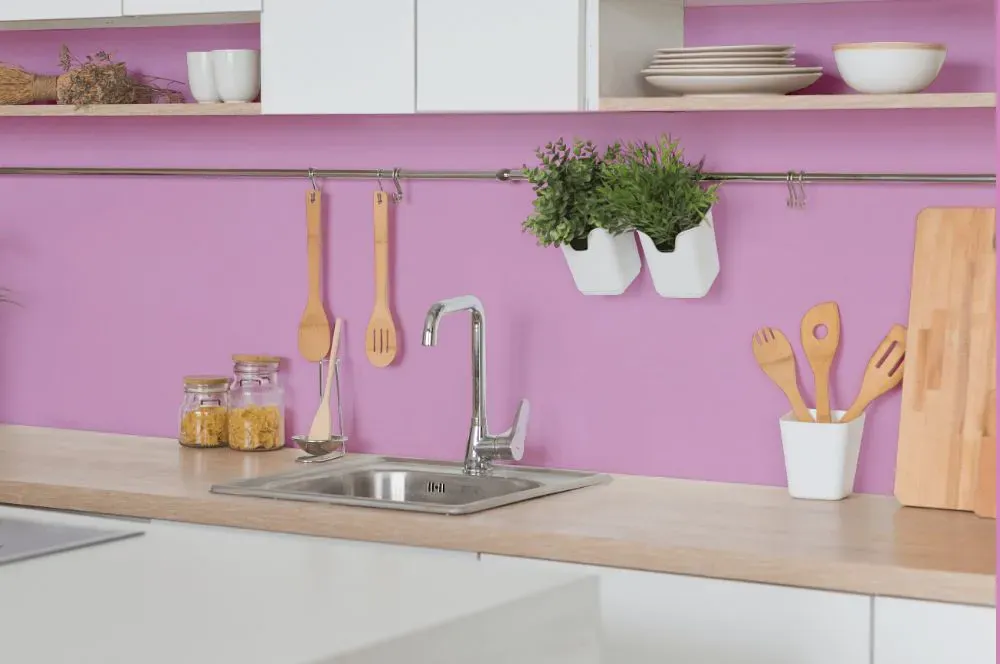 Benjamin Moore Pink Taffy kitchen backsplash