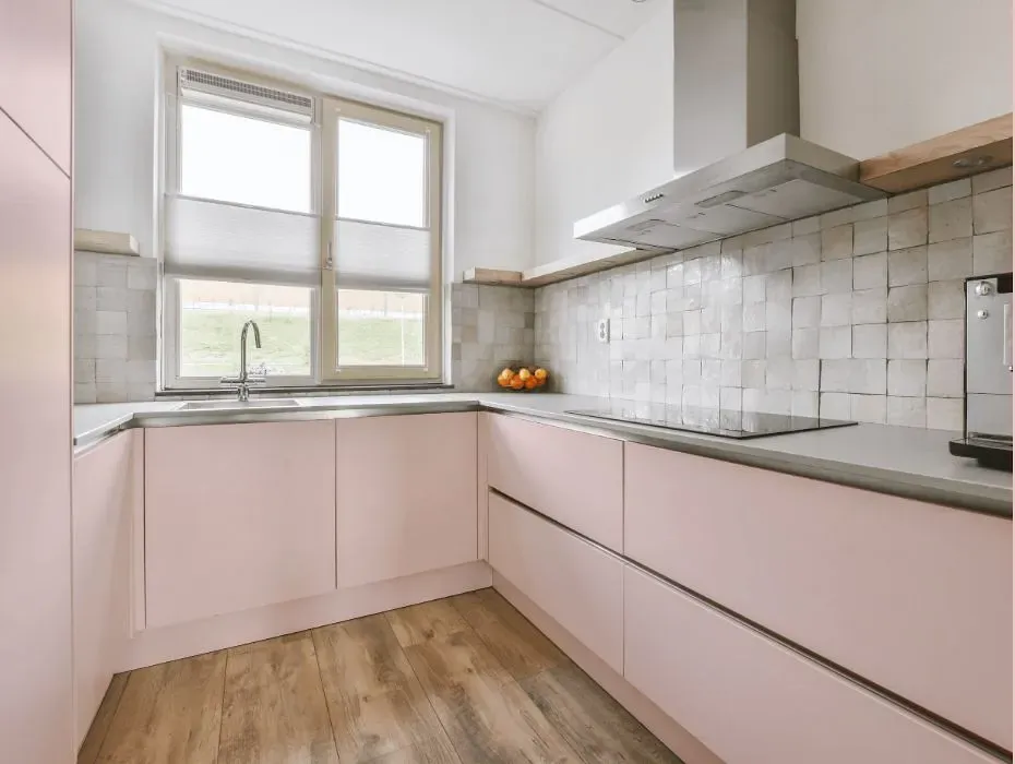 Benjamin Moore Playful Pink small kitchen cabinets