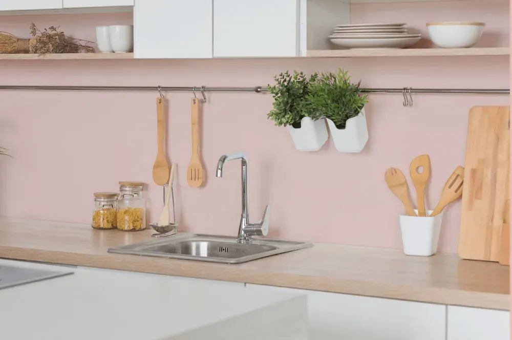 Benjamin Moore Pleasant Pink kitchen backsplash