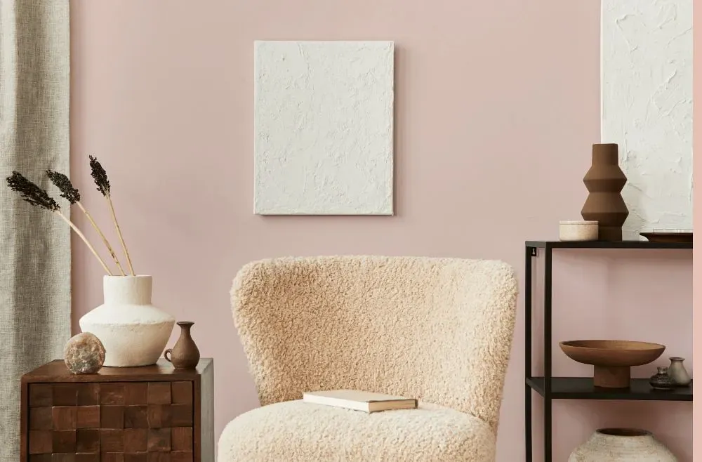 Benjamin Moore Pleasant Pink living room interior