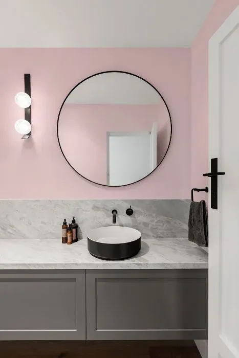Benjamin Moore Pleasing Pink minimalist bathroom