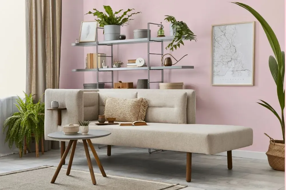 Benjamin Moore Pleasing Pink living room
