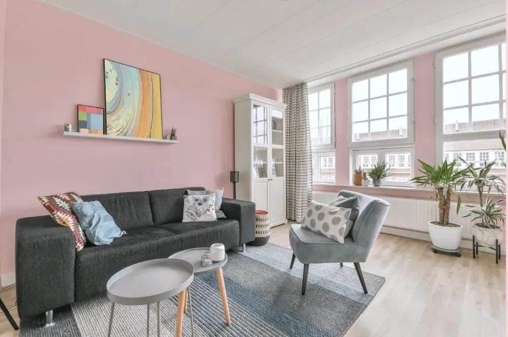 Benjamin Moore Pleasing Pink living room walls