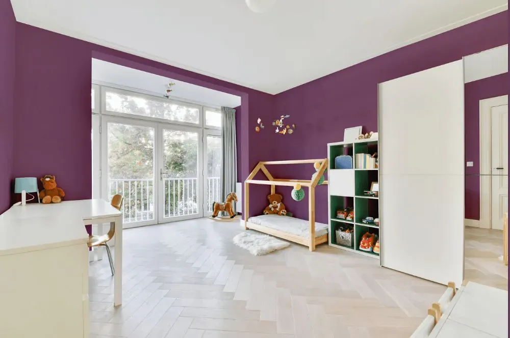 Benjamin Moore Plum Perfect kidsroom interior, children's room