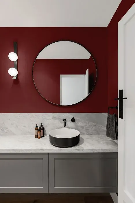 Benjamin Moore Plum Raisin minimalist bathroom