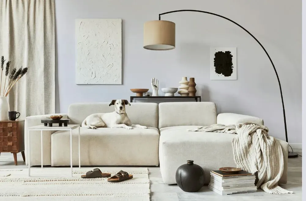 Benjamin Moore Polar White cozy living room