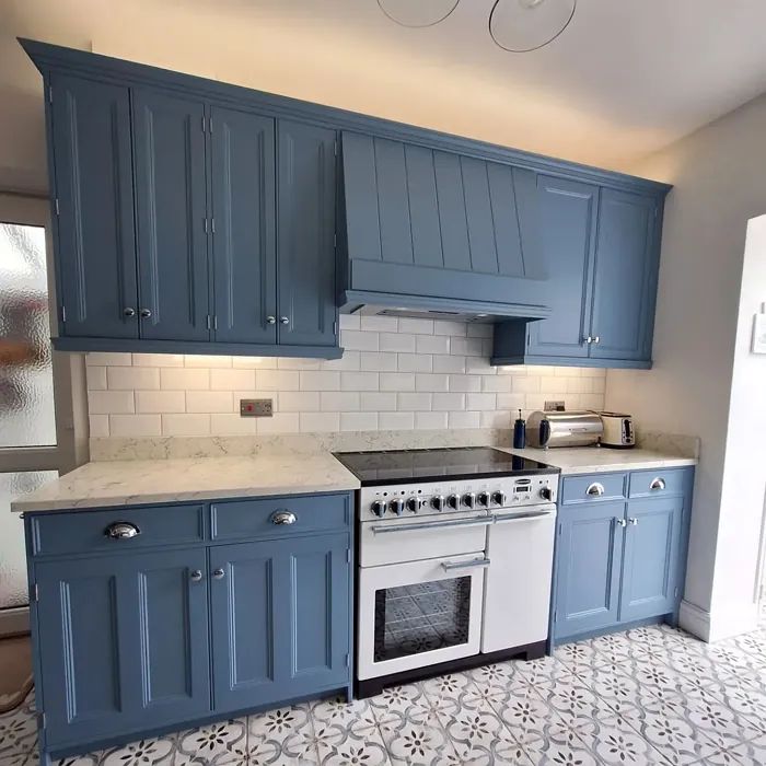 Benjamin Moore Polaris Blue kitchen cabinets paint