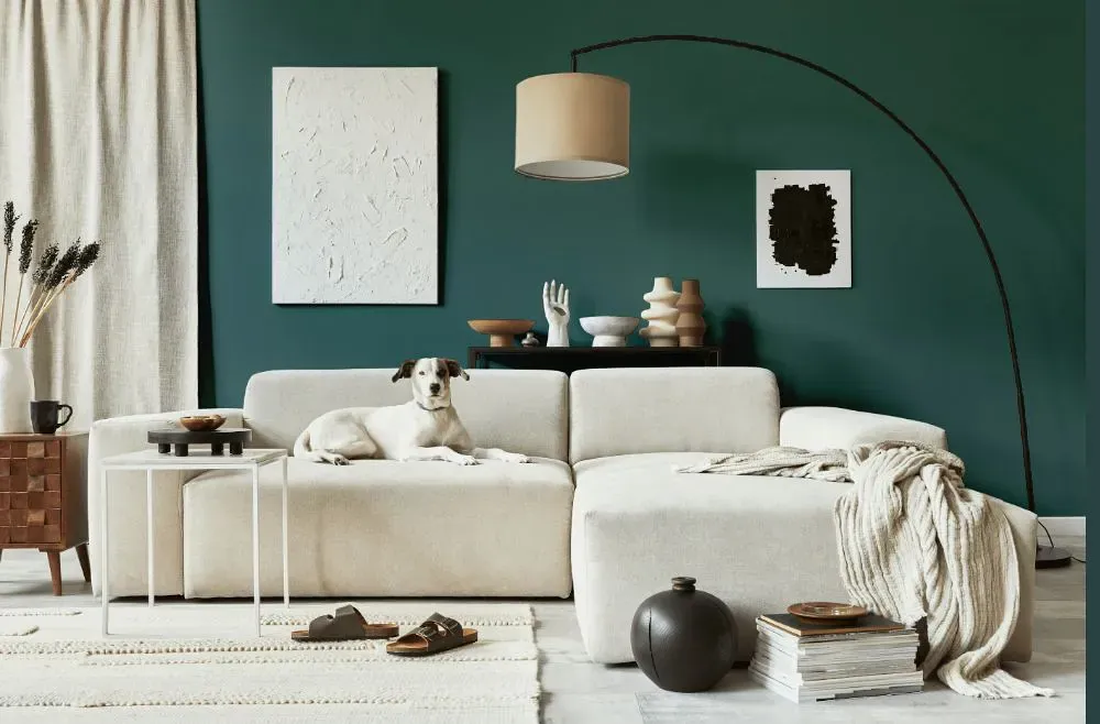 Benjamin Moore Polished Slate cozy living room