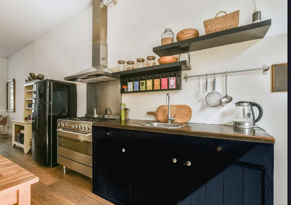 Benjamin Moore Polo Blue kitchen cabinets
