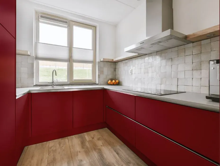Benjamin Moore Pomegranate small kitchen cabinets