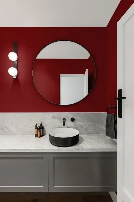 Benjamin Moore Pomegranate minimalist bathroom