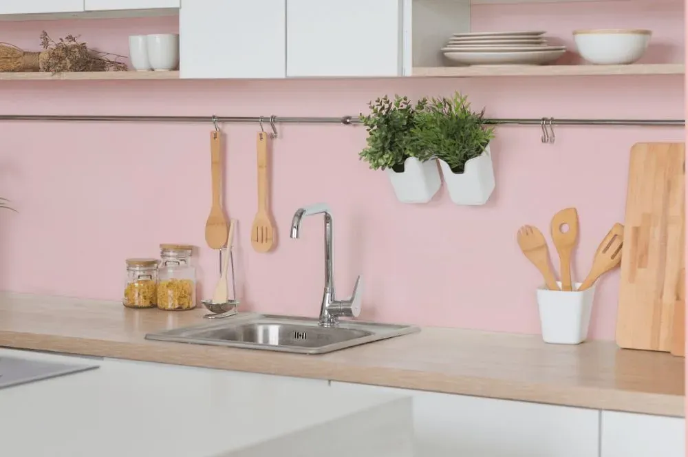 Benjamin Moore Powder Blush kitchen backsplash