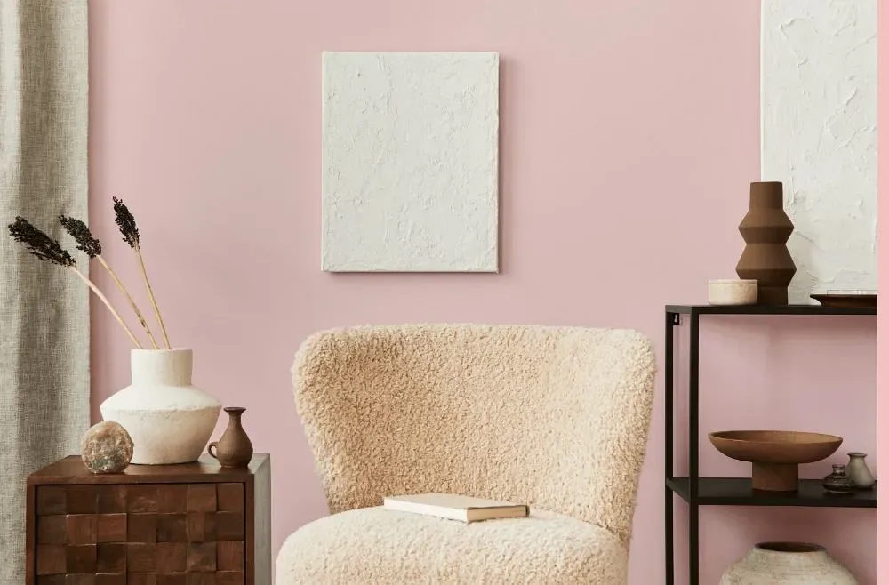 Benjamin Moore Powder Blush living room interior