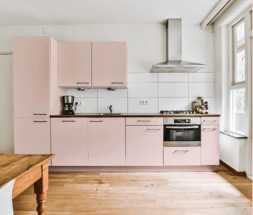 Benjamin Moore Powder Pink kitchen cabinets