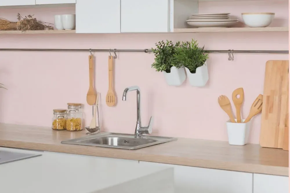 Benjamin Moore Powder Pink kitchen backsplash