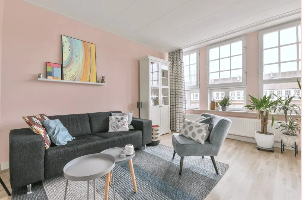 Benjamin Moore Powder Pink living room walls