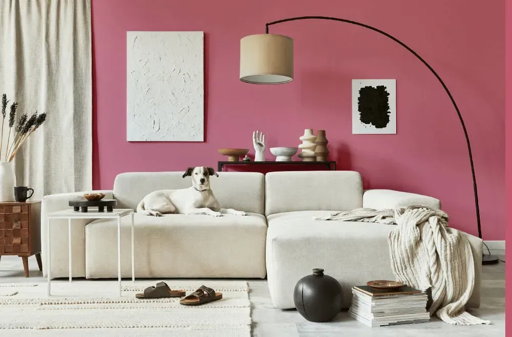 Benjamin Moore Precious Pink cozy living room