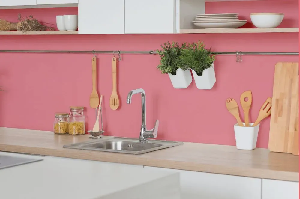 Benjamin Moore Pretty in Pink kitchen backsplash