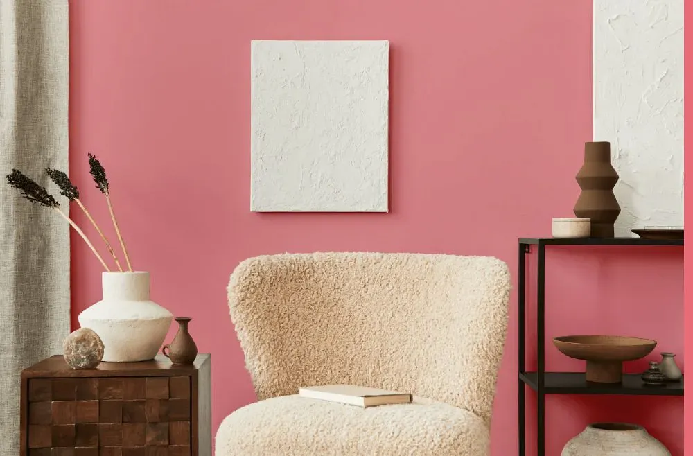 Benjamin Moore Pretty in Pink living room interior