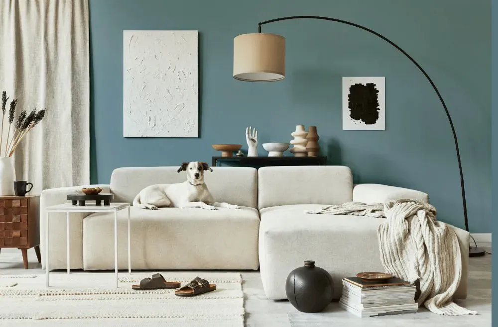 Benjamin Moore Province Blue cozy living room